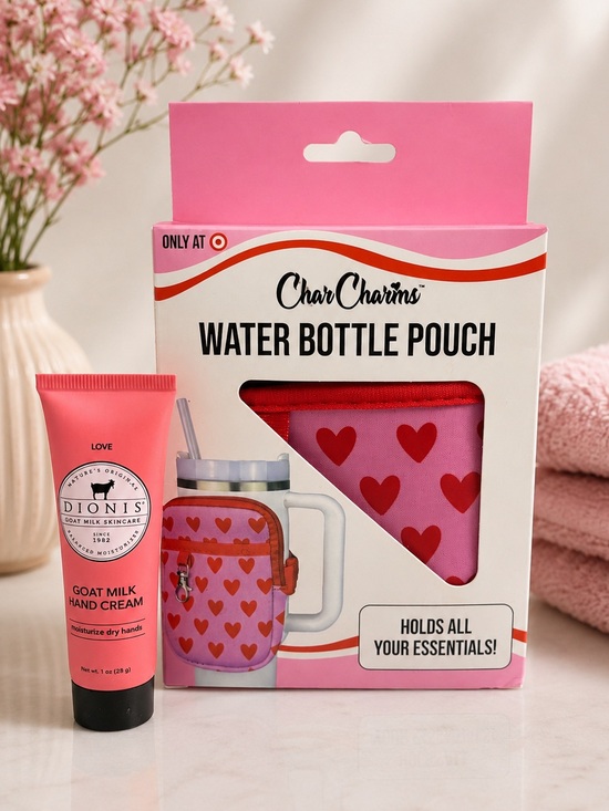 Accessories - CharCharms Heart Water Bottle Pouch + Dionis Goat Milk Love Hand Cream Gift Set